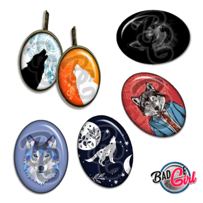 badge image cabochon personnalisé loup wolf