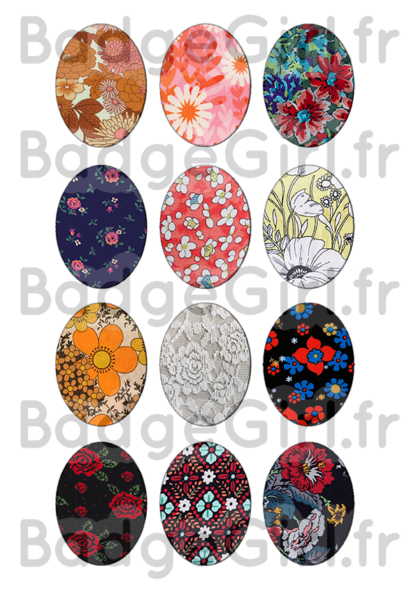 badge image cabochon personnalisé motif motifs pattern wallpaper vintage retro tapisserie kitsch flower fleur