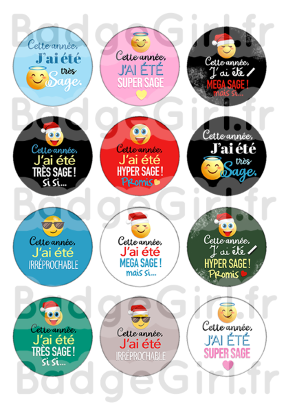 badge image cabochon personnalisé sage emoji emojis rigolo humour noël