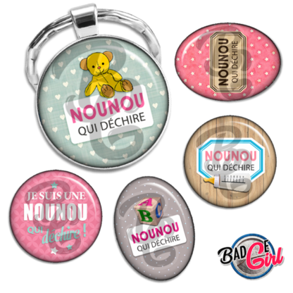 badge image cabochon personnalisé qui dechire déchire nounou assistante maternelle bébé garde