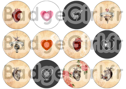 badge image digitale numerique cabochon personnalisé saint valentin amour coeur