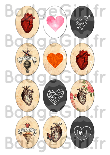 badge image digitale numerique cabochon personnalisé saint valentin amour coeur