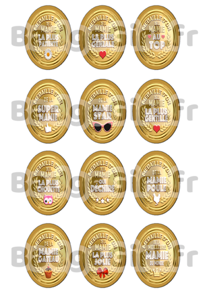 badge image digitale numerique cabochon images pour badge badges mamie médaille d'or