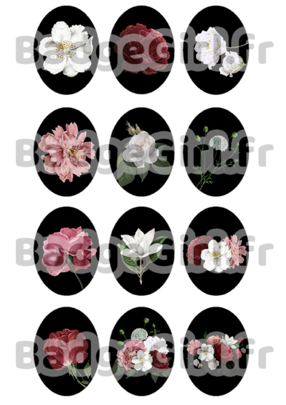 image badge cabochon original imprimer fleur fleurs rose magnolia pivoine
