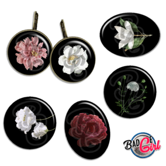image badge cabochon original imprimer fleur fleurs rose magnolia pivoine