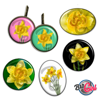 image badge cabochon jonquille fleur