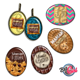 image badge cabochon maman bonne fête maman chocolat macaron cookie