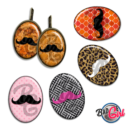 image badge cabochon imprimer moustache moustaches kitsch rétros rétro vintage