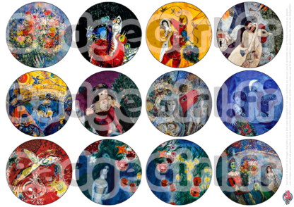 image images planche badge cabochon imprimer tableau peintre peinture marc chagall