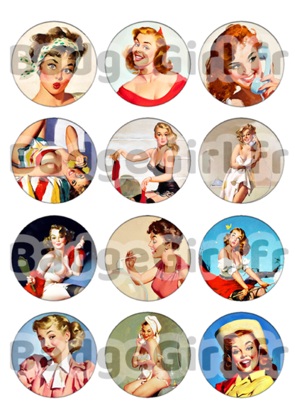 image images planche badge cabochon imprimer gil elvgren pin-up pinup pin up femme sexy peinture