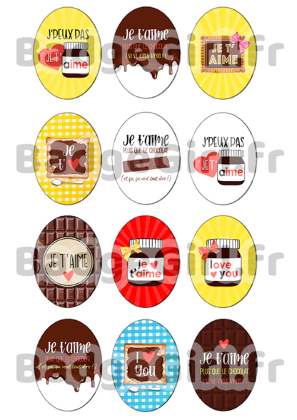 image images planche badge cabochon imprimer chocolat nutella ferrero lu amour je t'aime