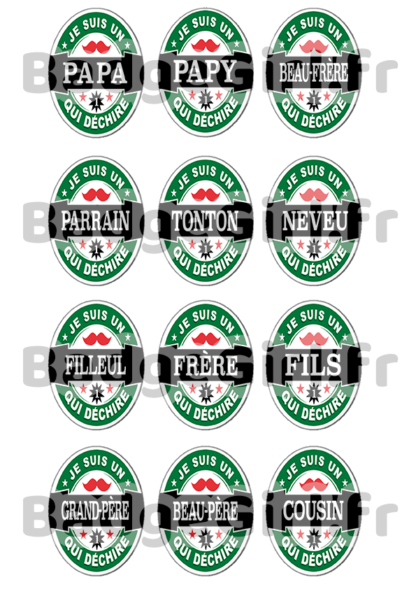 image images planche badge à imprimer famille qui déchire heineken biere détournement papa papy parrain tonton