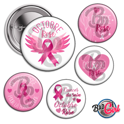 image images planche badge à imprimer octobre rose 2023 cancer du sein femme lutte don ruban pinup