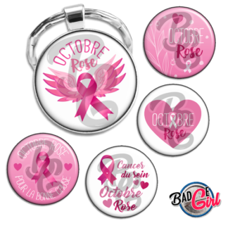 image images planche badge à imprimer octobre rose 2023 cancer du sein femme lutte don ruban coeur bonne cause