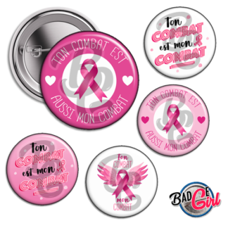 image images planche badge à imprimer octobre rose 2023 cancer du sein femme lutte don ruban coeur ton combat mon combat