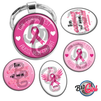 image images planche badge à imprimer octobre rose 2023 cancer du sein femme lutte don ruban coeur ton combat mon combat