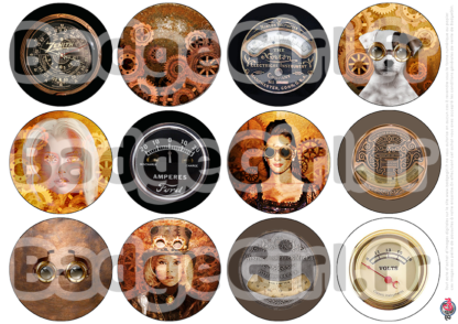 image images planche badge à imprimer steampunk rock chien cadran chapeau vintage retro