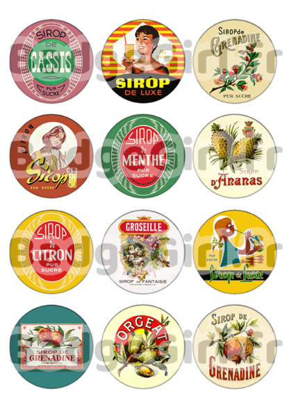 image images planche badge à imprimer fruit fruits citron sirop sucre fantaisie retro vintage