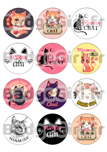 image images planche badge à imprimer maman mère animal animaux chat chatte cat