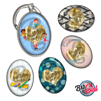 image images planche badge imprimer cabochon une instit instituteur en or école merci coeur