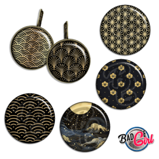 image images planche badge imprimer cabochon motif motifs japon japan japonais washi sakura or gold doré