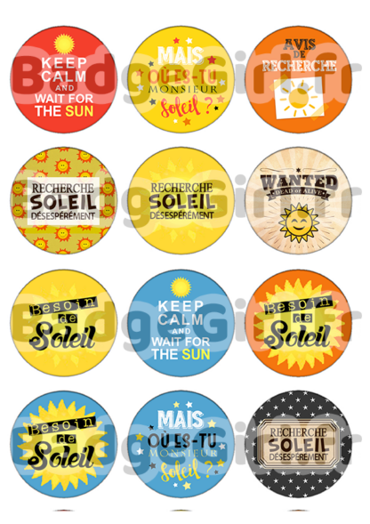 image images planche badge imprimer cabochon soleil sun humour avis de recherche besoin keep calm