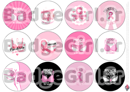 image images planche badge imprimer cabochon octobre rose cancer sein combat prends soin de tes seins