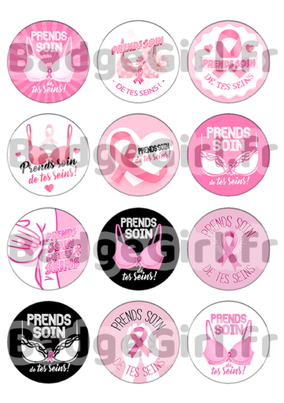 image images planche badge imprimer cabochon octobre rose cancer sein combat prends soin de tes seins