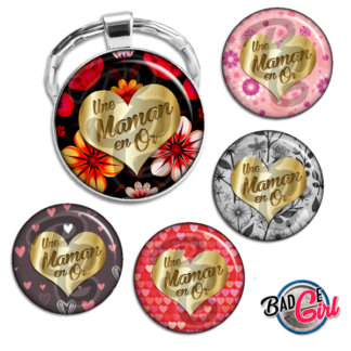 image images planche badge imprimer cabochon une maman en or mère doré coeur amour cadeau