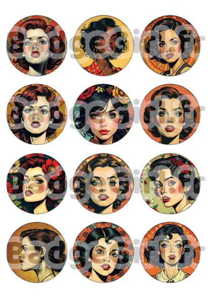 image images planche badge imprimer cabochon femme pinup woman women