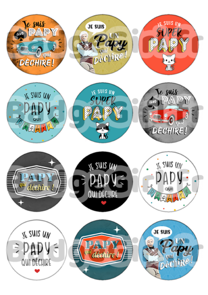 image images planche badge imprimer cabochon papi papy qui déchire vintage