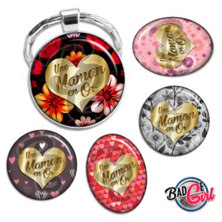 image images planche badge imprimer cabochon une maman en or mère doré coeur amour cadeau