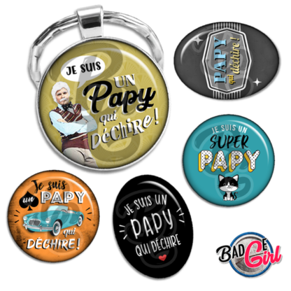 image images planche badge imprimer cabochon papi papy qui déchire vintage