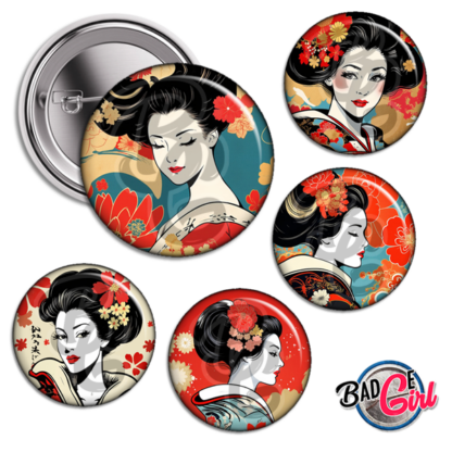 badge cabochon image imprimer gratuit japon japan femme geisha fleur retro vintage tokyo