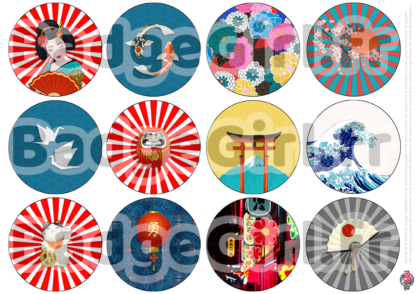 badge cabochon image imprimer gratuit japon japan daruma chat geisha tokyo origami