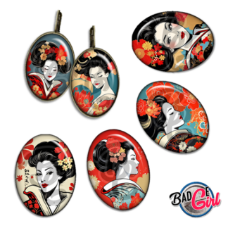 badge cabochon image imprimer gratuit japon japan femme geisha fleur retro vintage tokyo