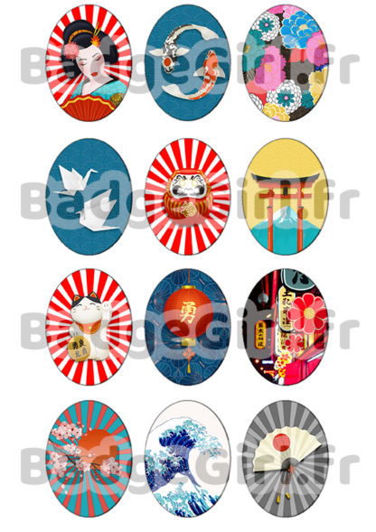 badge cabochon image imprimer gratuit japon japan daruma chat geisha tokyo origami