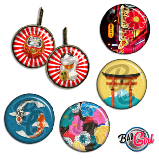 badge cabochon image imprimer gratuit japon japan daruma chat geisha tokyo origami