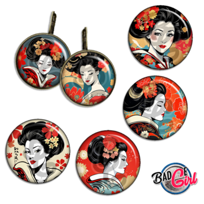 badge cabochon image imprimer gratuit japon japan femme geisha fleur retro vintage tokyo