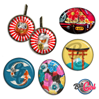 badge cabochon image imprimer gratuit japon japan daruma chat geisha tokyo origami