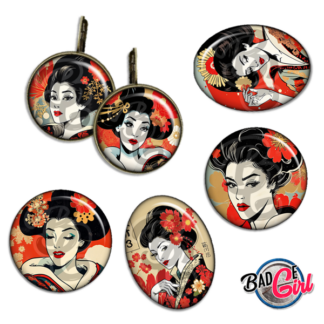 badge cabochon image imprimer gratuit japon japan femme geisha fleur retro vintage tokyo