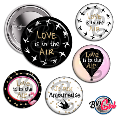 badge cabochon image imprimer gratuit saint st valentin amour love hirondelle flamingo montgolfière love is in the air amoureuse