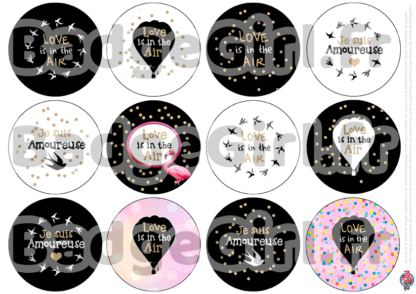 badge cabochon image imprimer gratuit saint st valentin amour love hirondelle flamingo montgolfière love is in the air amoureuse