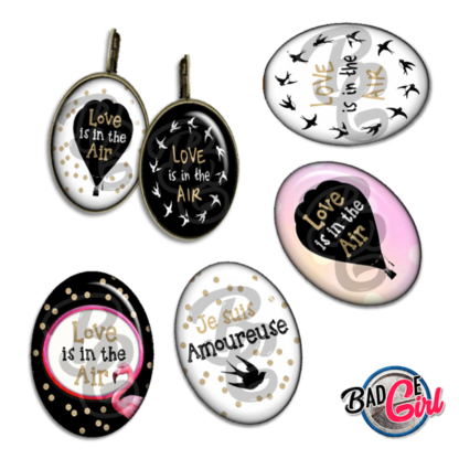 badge cabochon image imprimer gratuit saint st valentin amour love hirondelle flamingo montgolfière love is in the air amoureuse