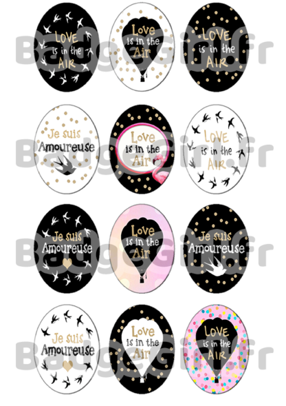 badge cabochon image imprimer gratuit saint st valentin amour love hirondelle flamingo montgolfière love is in the air amoureuse