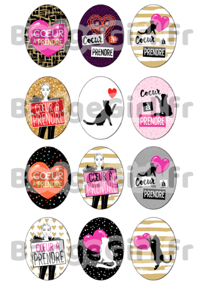 badge cabochon image imprimer gratuit saint st valentin amour love chat cat coeur amour coeur à prendre célibataire