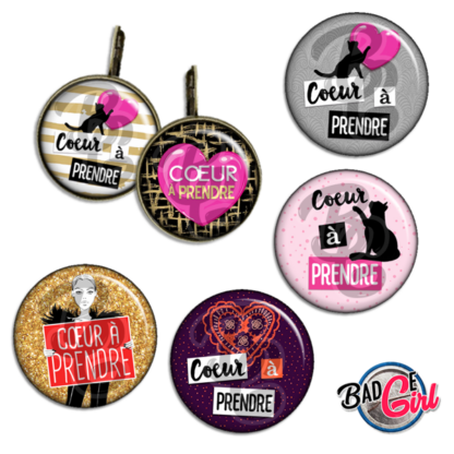 badge cabochon image imprimer gratuit saint st valentin amour love chat cat coeur amour coeur à prendre célibataire