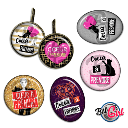 badge cabochon image imprimer gratuit saint st valentin amour love chat cat coeur amour coeur à prendre célibataire