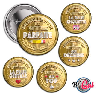 badge cabochon image imprimer gratuit instit institutrice au top qui déchire médaille d'or parfaite géniale chouette