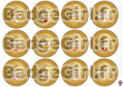 badge cabochon image imprimer gratuit instit institutrice au top qui déchire médaille d'or parfaite géniale chouette